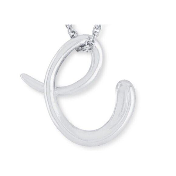 Sterling Silver 'E' Initial Pendant Necklace Style Chic Elegant Fashion Stunning - Picture 2 of 4